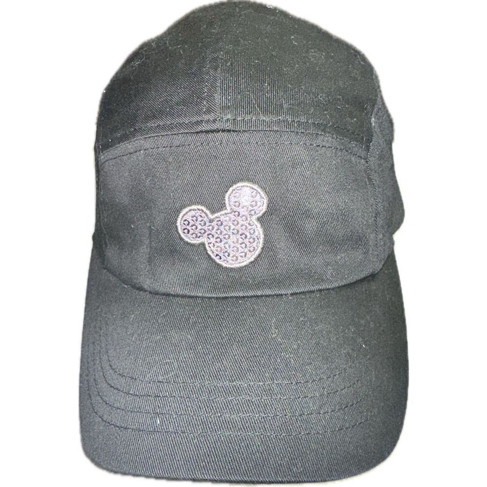 Disney Parks‎ Mickey Minnie Mouse Logo Adult Black Five Panel Strapback Hat Cap